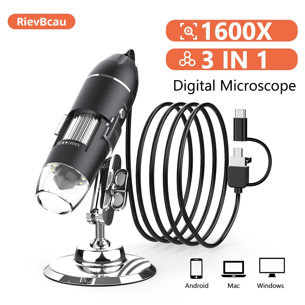 RIEVBCAU 1600X Digital Microscope With High Definition Zoom - Smarsty