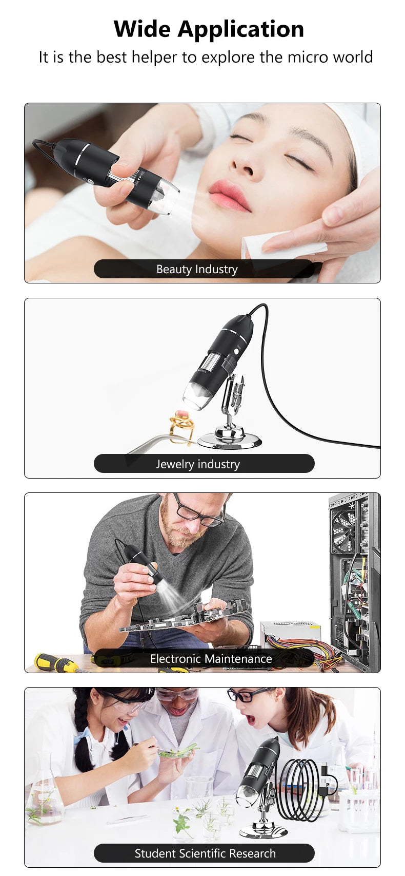 RIEVBCAU 1600X Digital Microscope With High Definition Zoom - Smarsty