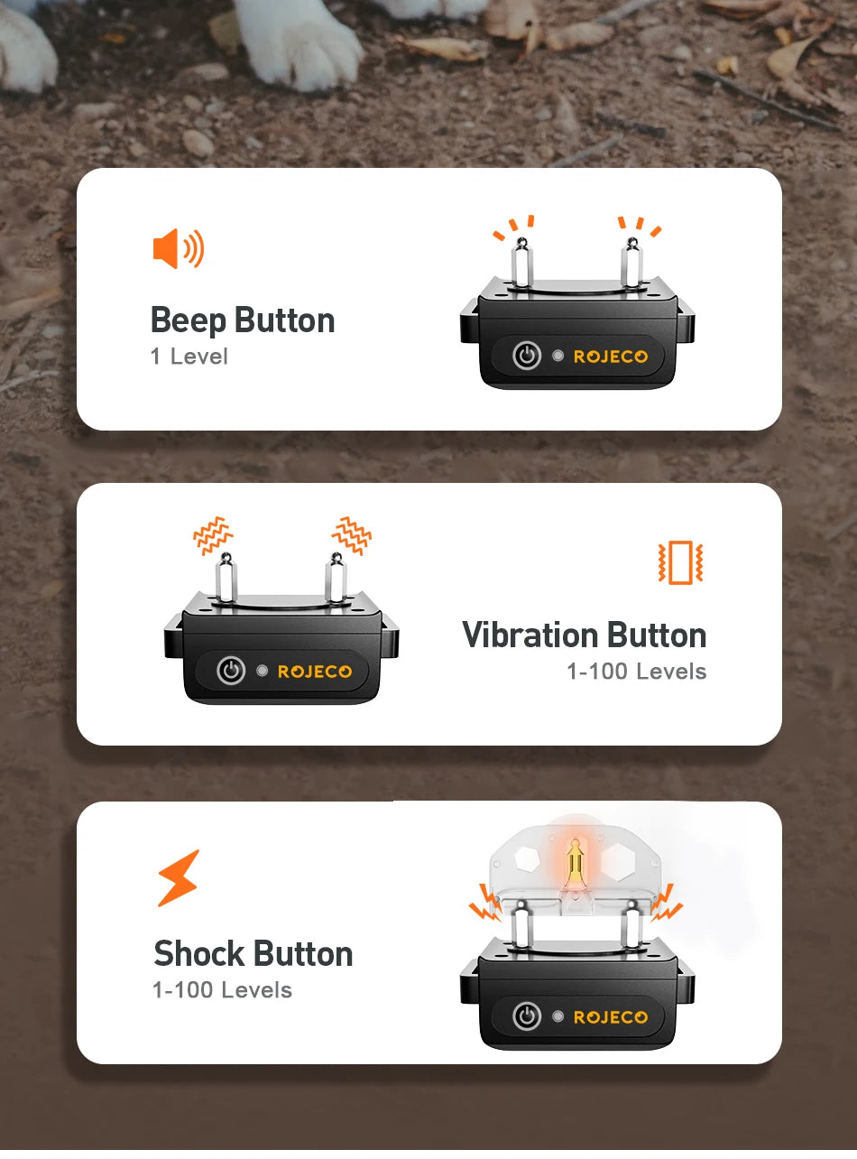 ROJECO 1000 Meter Electric Dog Training Collar Rechargeable Control - Smarsty