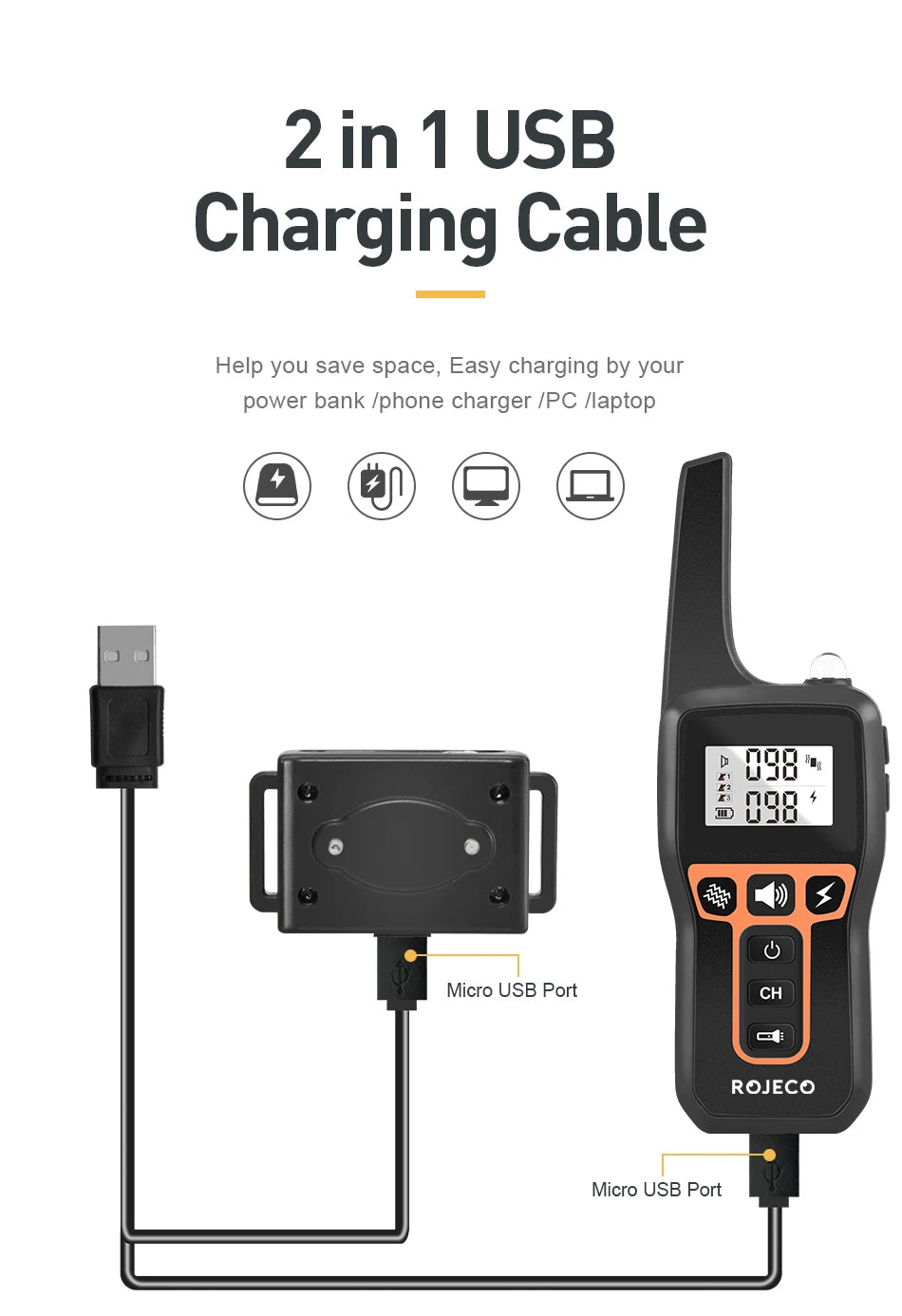 ROJECO 1000 Meter Electric Dog Training Collar Rechargeable Control - Smarsty