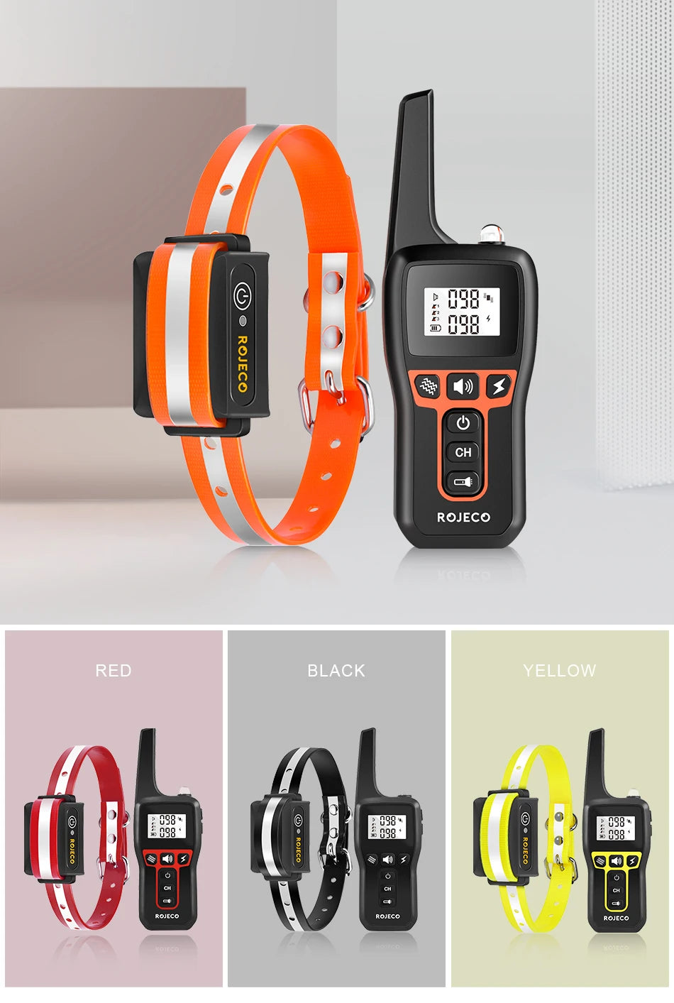 ROJECO 1000 Meter Electric Dog Training Collar Rechargeable Control - Smarsty