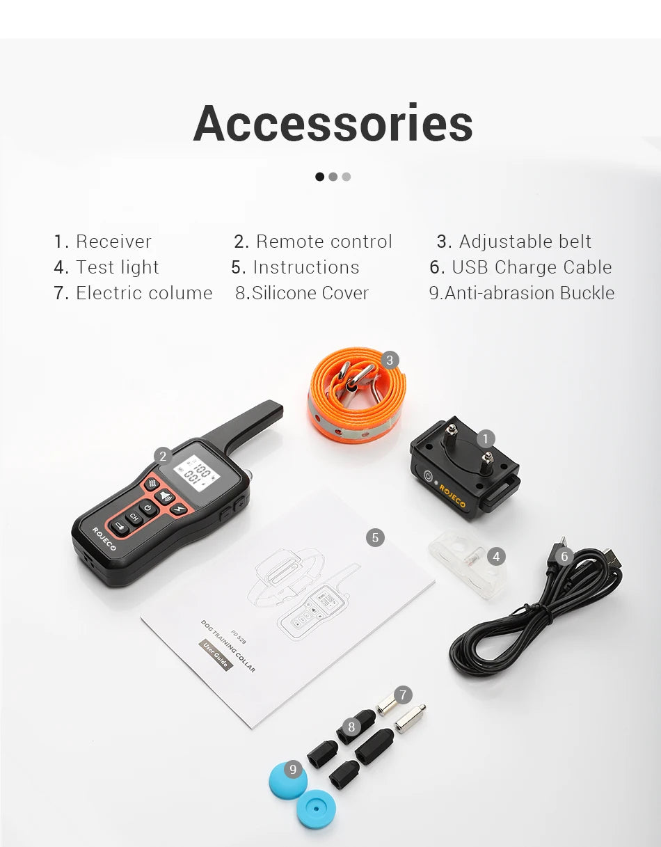 ROJECO 1000 Meter Electric Dog Training Collar Rechargeable Control - Smarsty