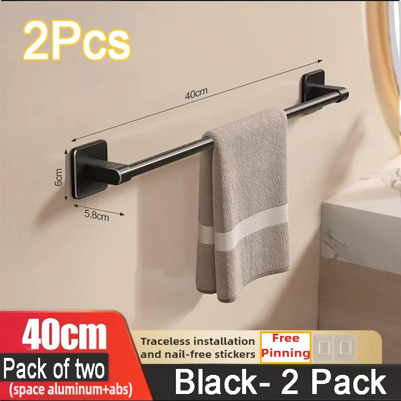 Self-Adhesive White Towel Holder Easy Install Bathroom Rack - Smarsty
