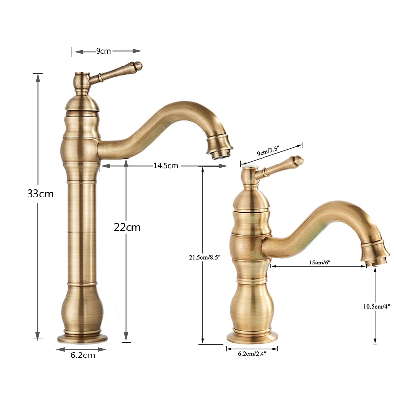 Antique Brass Deck Mounted Sink Faucet with Hot and Cold Water - Smarsty
