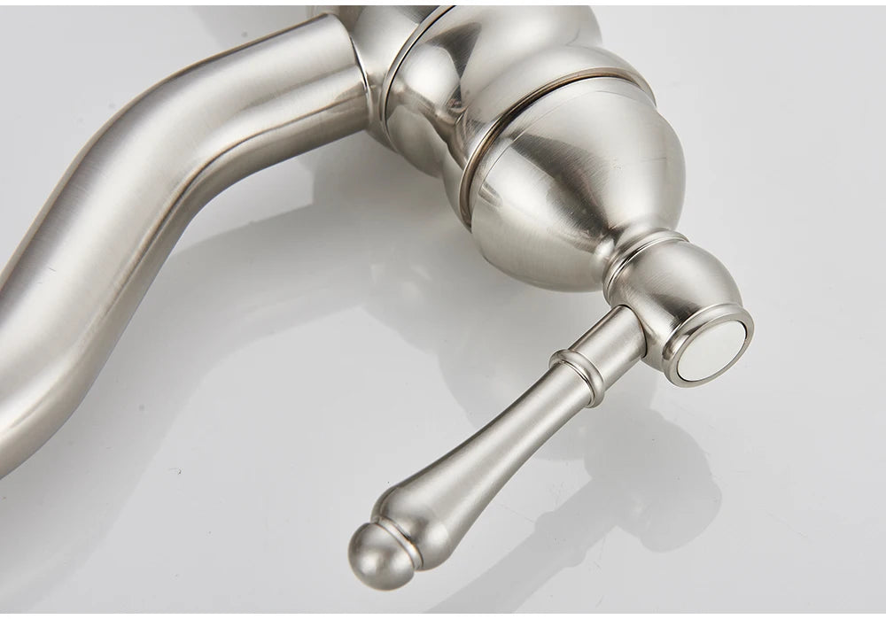 Antique Brass Deck Mounted Sink Faucet with Hot and Cold Water - Smarsty
