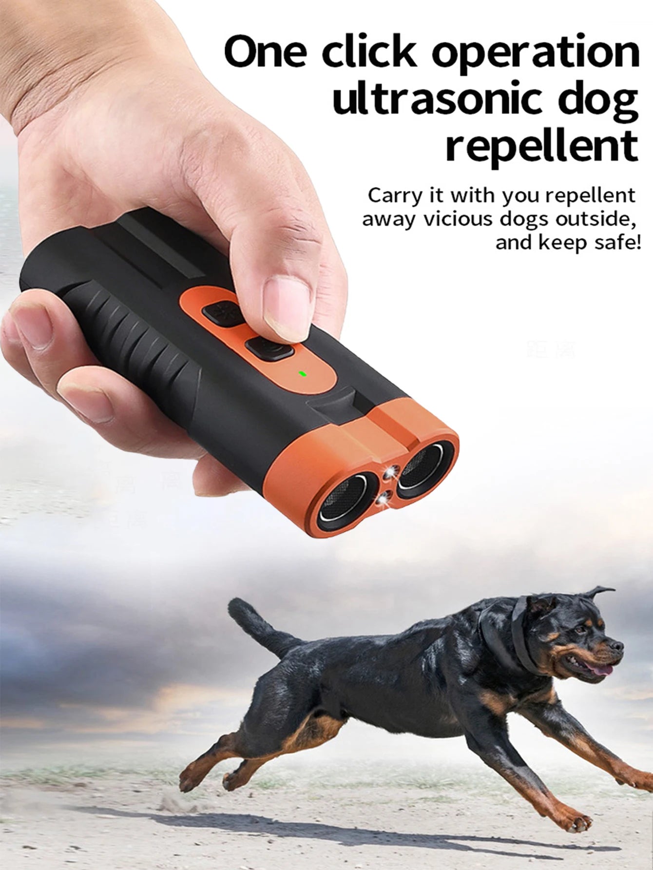 Dual Head Ultrasonic Dog Repeller with LED Flashlight - Smarsty