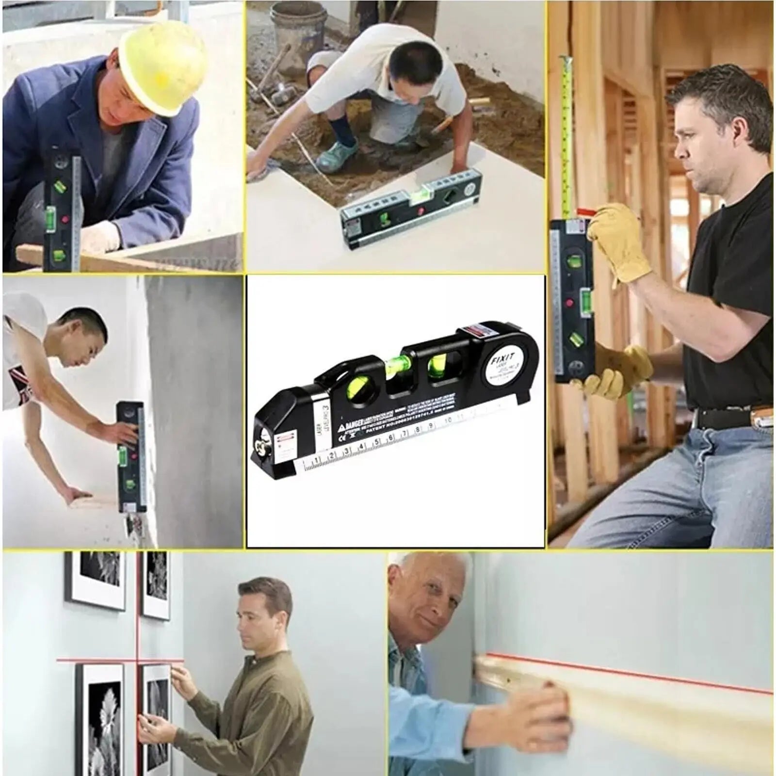 Multipurpose Cross Line Laser Level Tool with Measure Tape - Smarsty