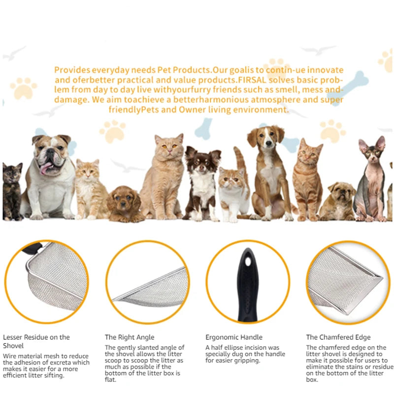 Durable Stainless Steel Litter Scooper with Ergonomic Handle - Smarsty