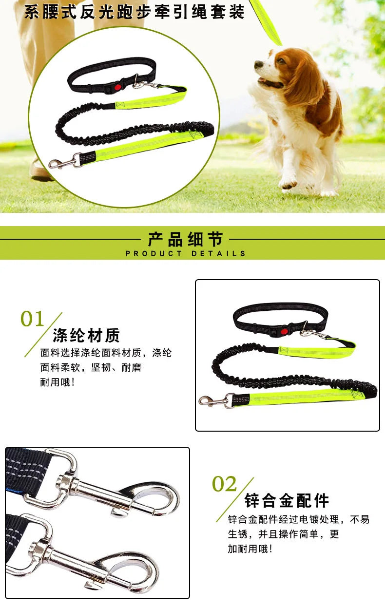Hands Free Dog Leash Adjustable Waist Belt for Walking - Smarsty