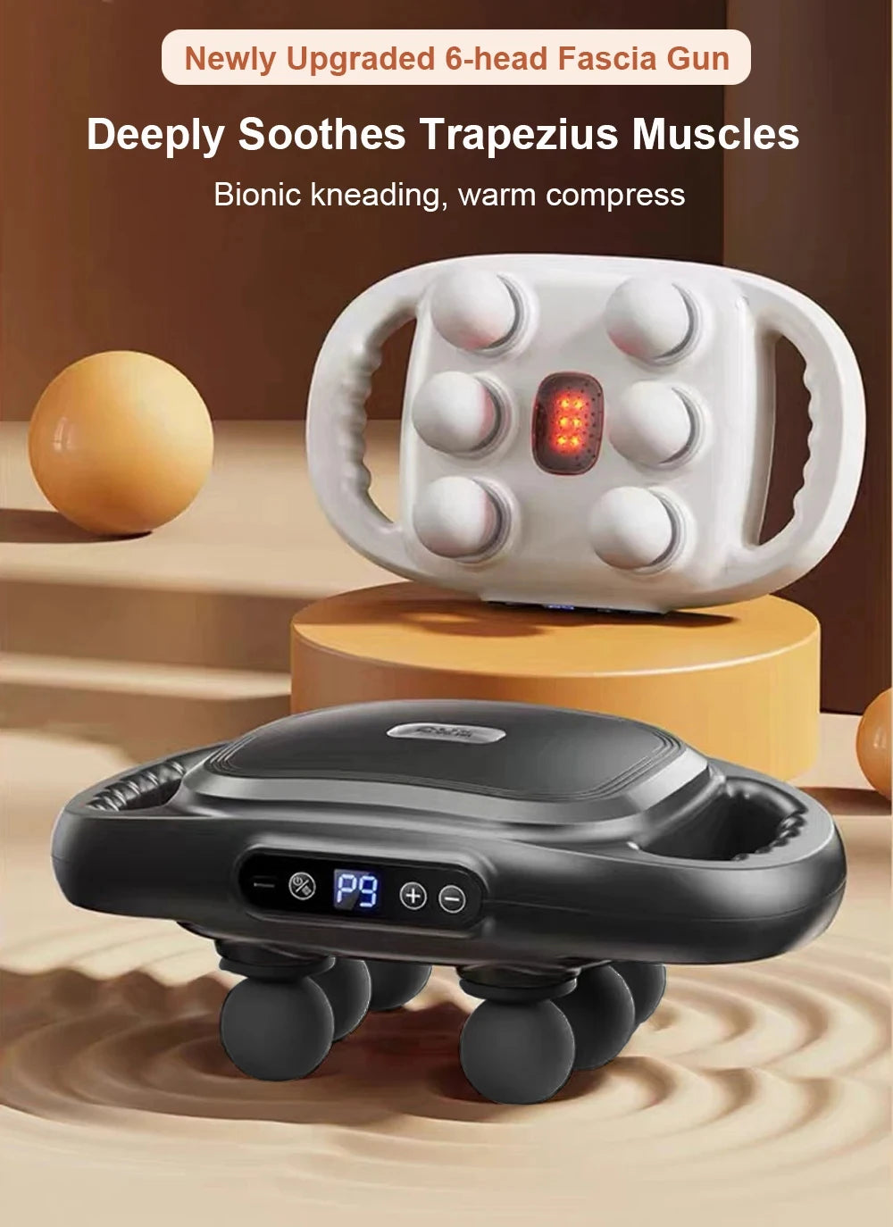 High Frequency Fascia Gun Muscle Massager with Six Heads - Smarsty
