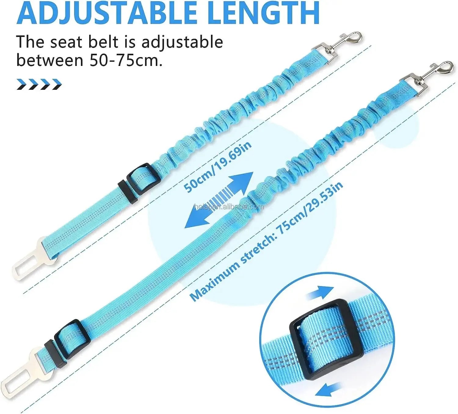 High Grade Adjustable Dog Car Safety Belt with Reflective Line - Smarsty