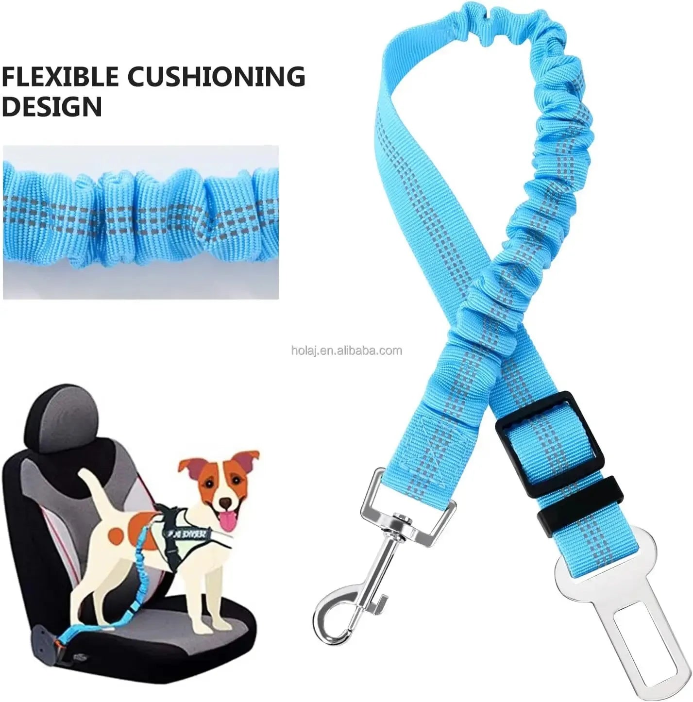 High Grade Adjustable Dog Car Safety Belt with Reflective Line - Smarsty