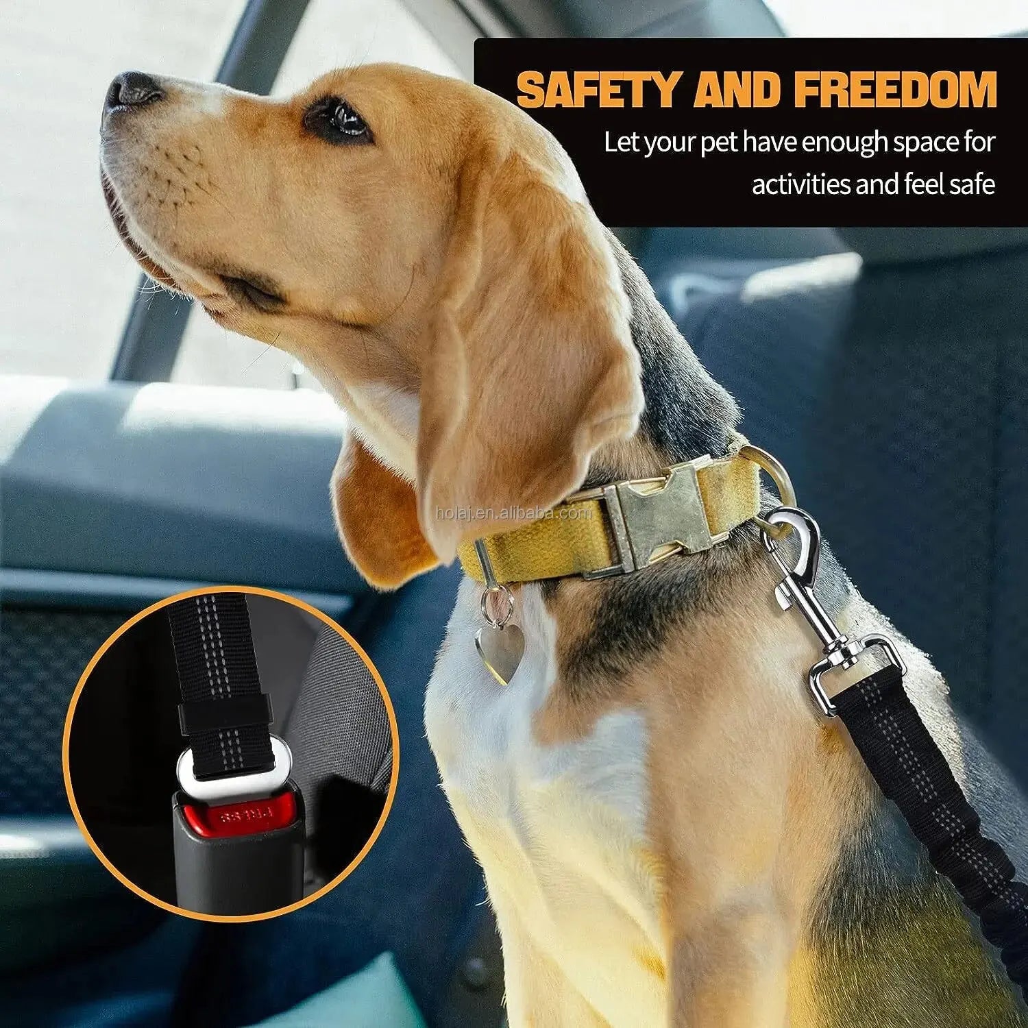 High Grade Adjustable Dog Car Safety Belt with Reflective Line - Smarsty