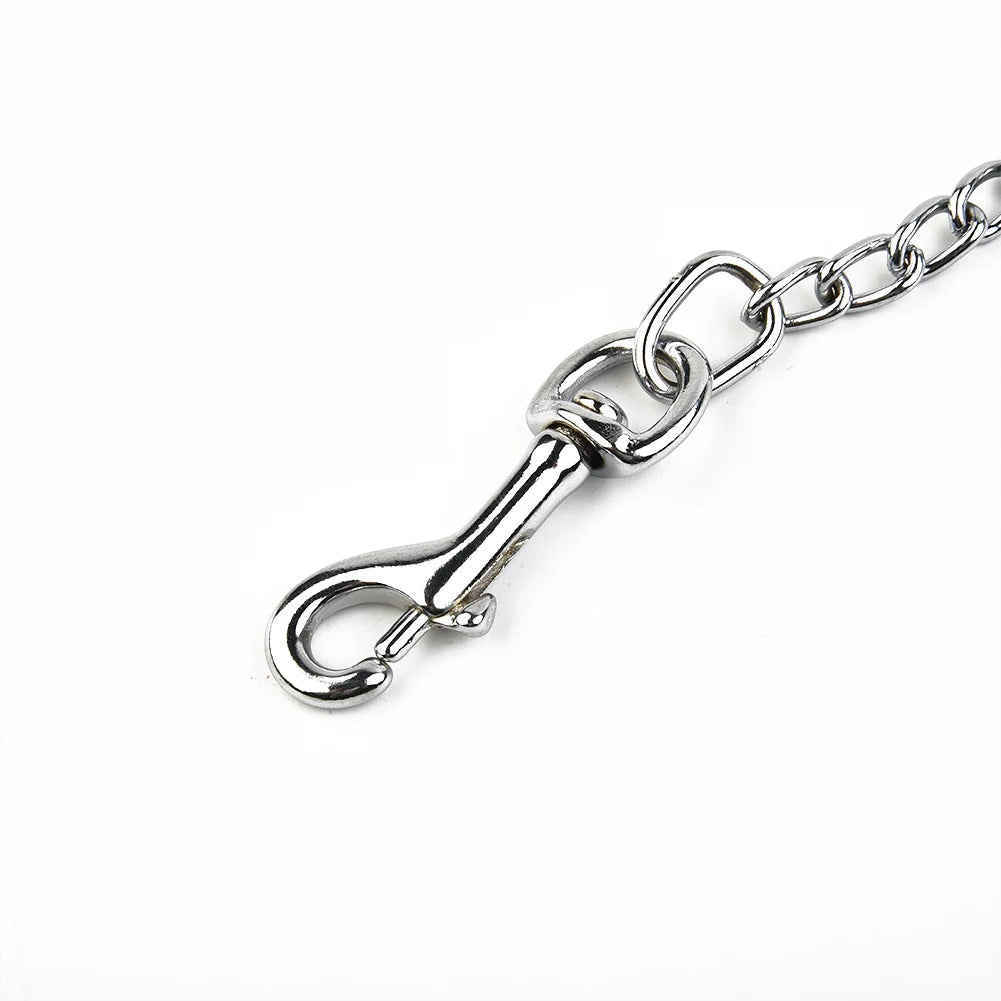 Metal Chain Dog Lead With Durable Leather Handle - Smarsty