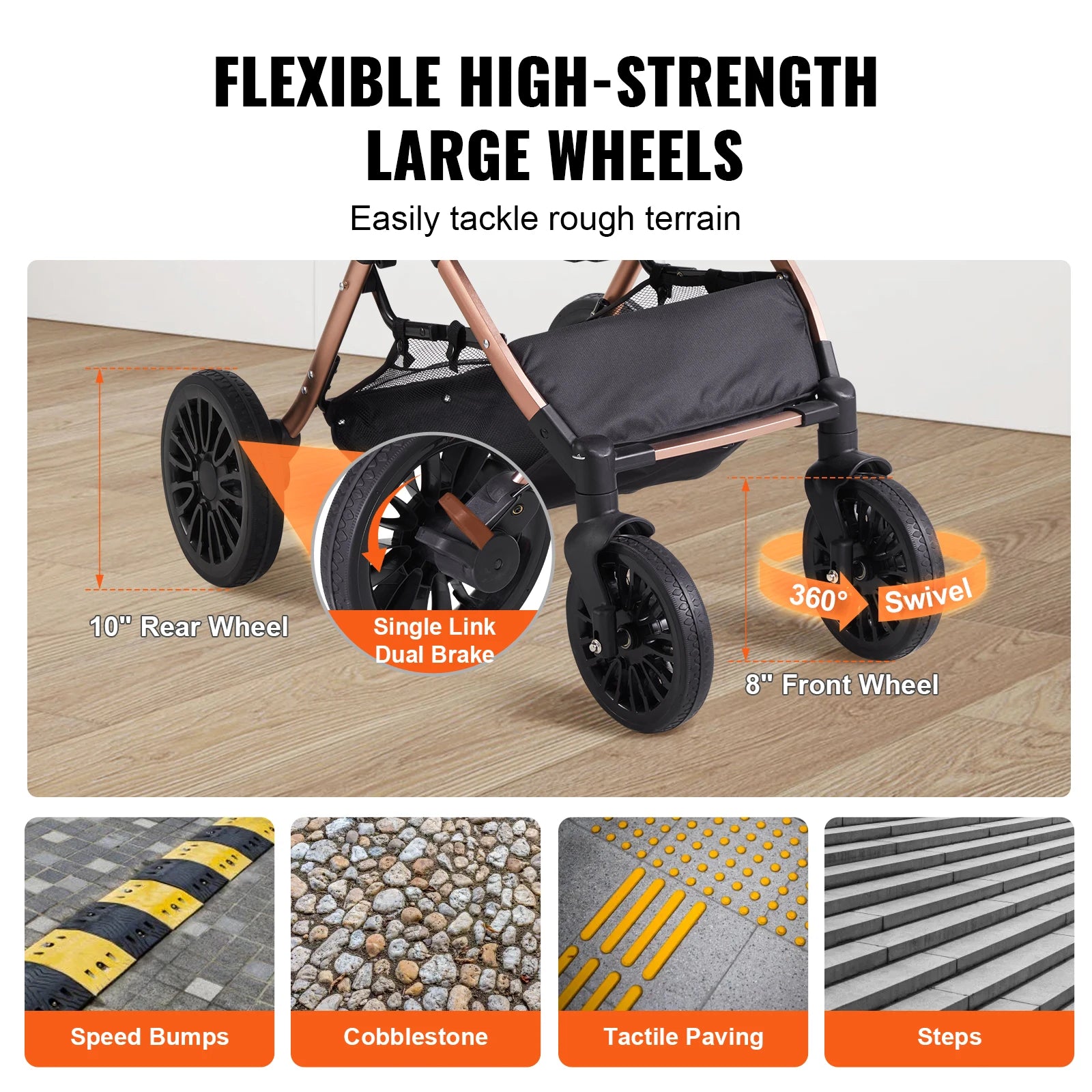 Foldable Dog Stroller with Brakes and Storage Basket - Smarsty