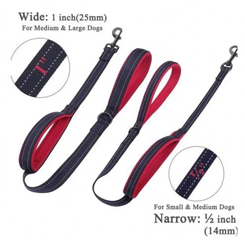 Heavy Duty Double Handle Nylon Dog Leash for Training Control - Smarsty