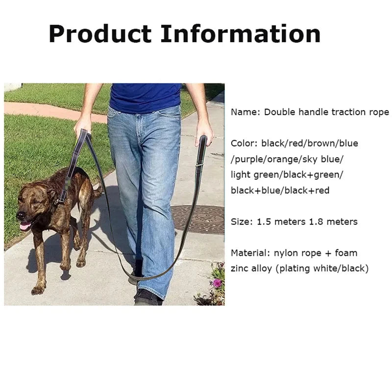 Heavy Duty Dog Leash with Dual Handles for Control - Smarsty