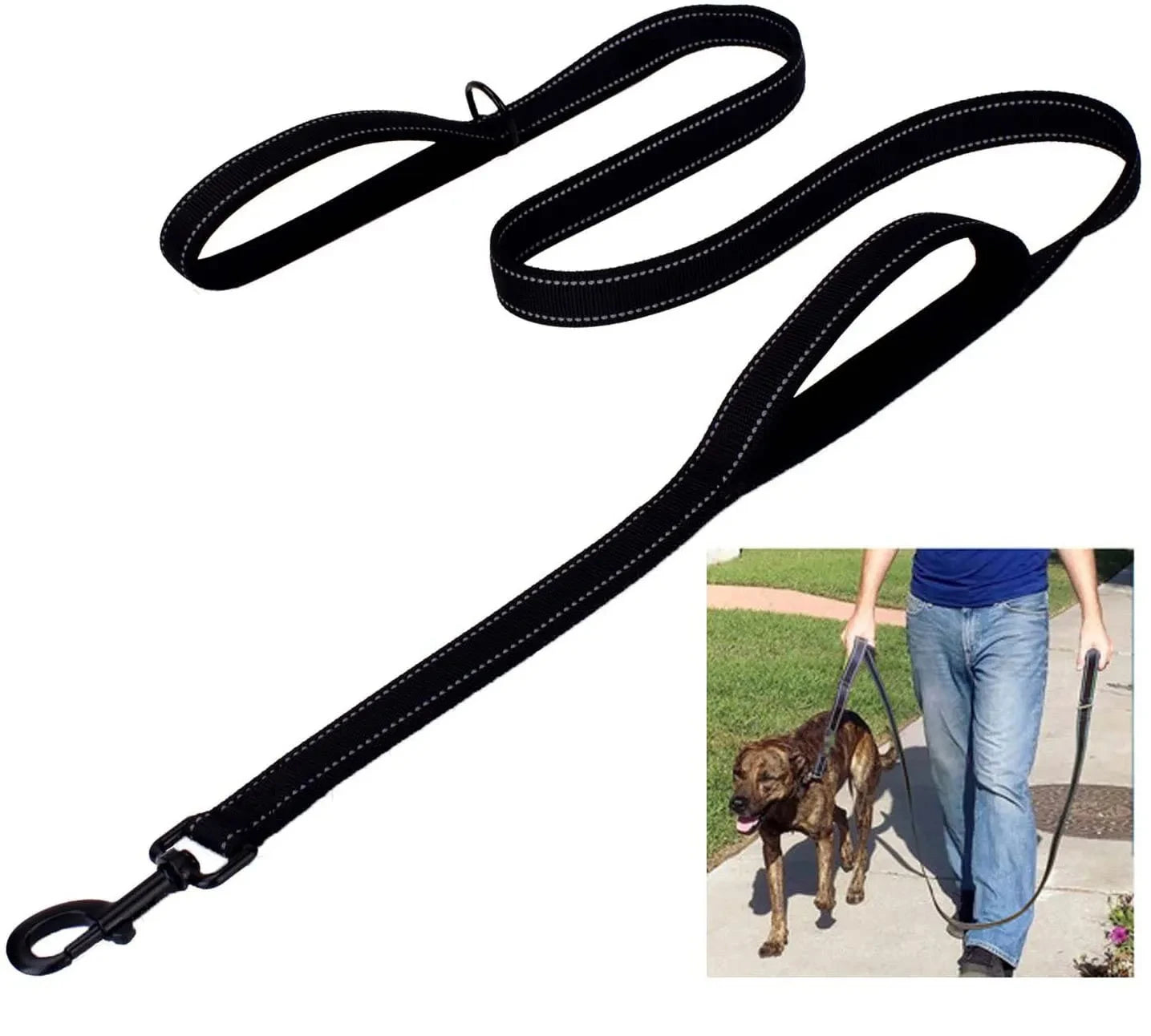 Heavy Duty Dog Leash with Dual Handles for Control - Smarsty