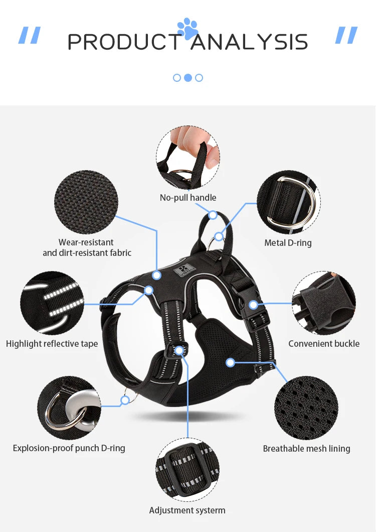 Personalized No Pull Reflective Dog Harness for All Sizes - Smarsty