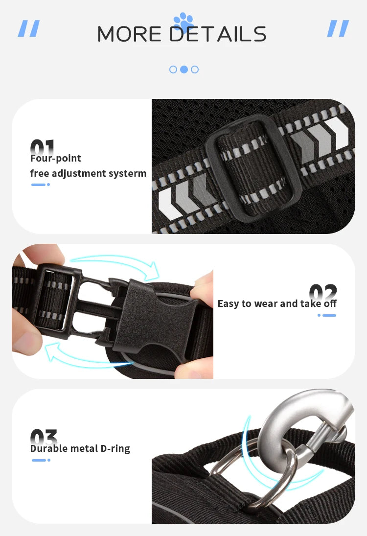 Personalized No Pull Reflective Dog Harness for All Sizes - Smarsty