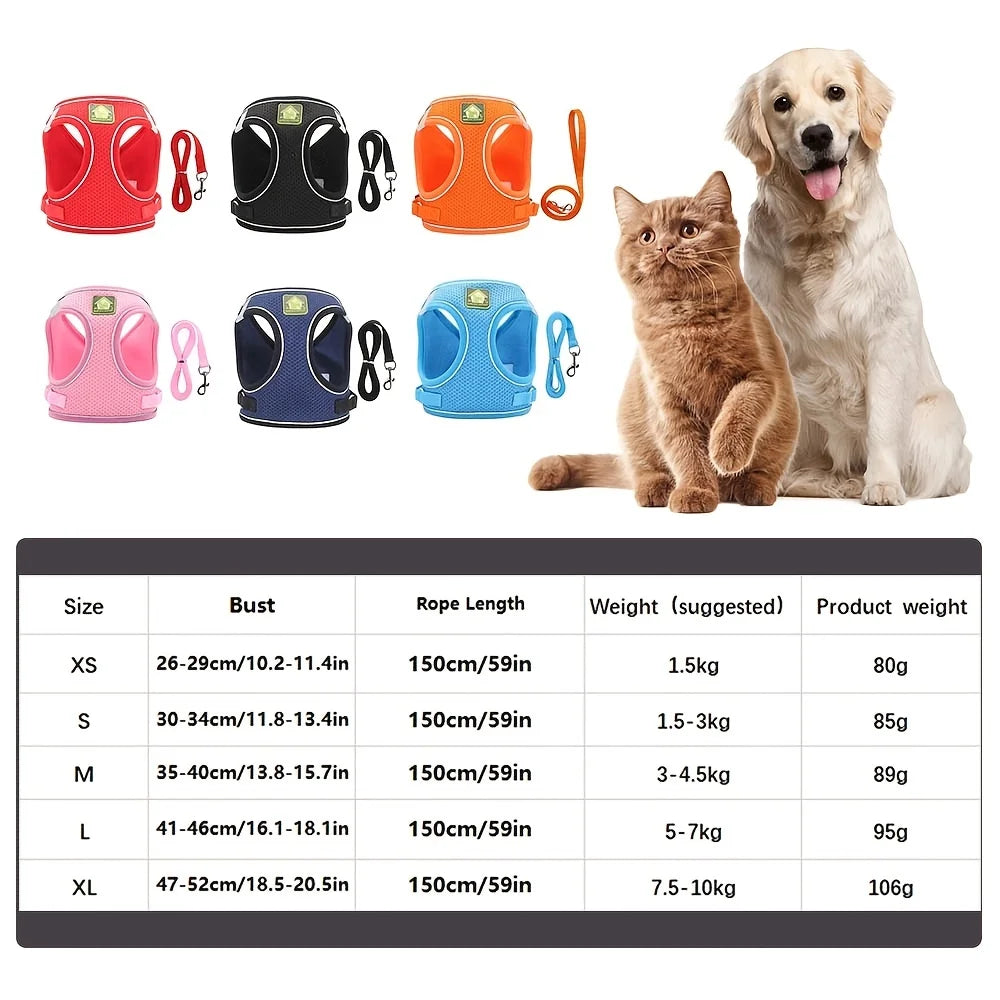 Reflective Dog and Cat Harness with Leash Set - Smarsty