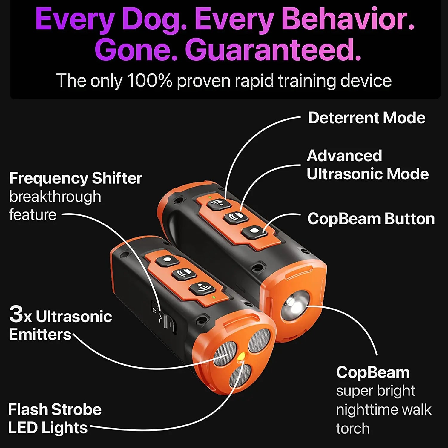Ultrasonic Dog Repeller Training Device with LED Flashlight - Smarsty