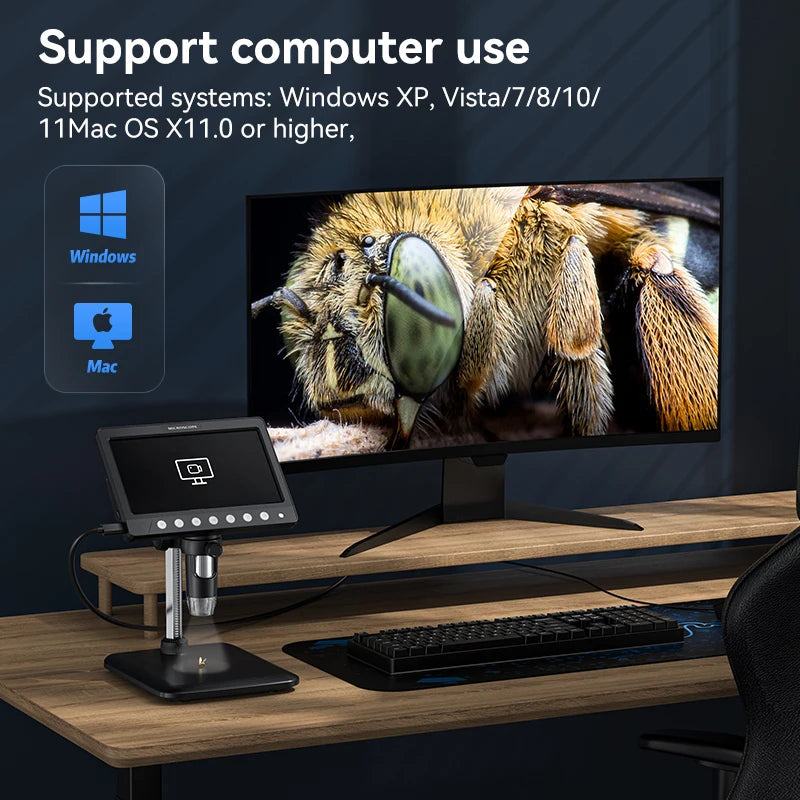 Portable 7 Inch Digital Microscope with 1200X Magnification - Smarsty