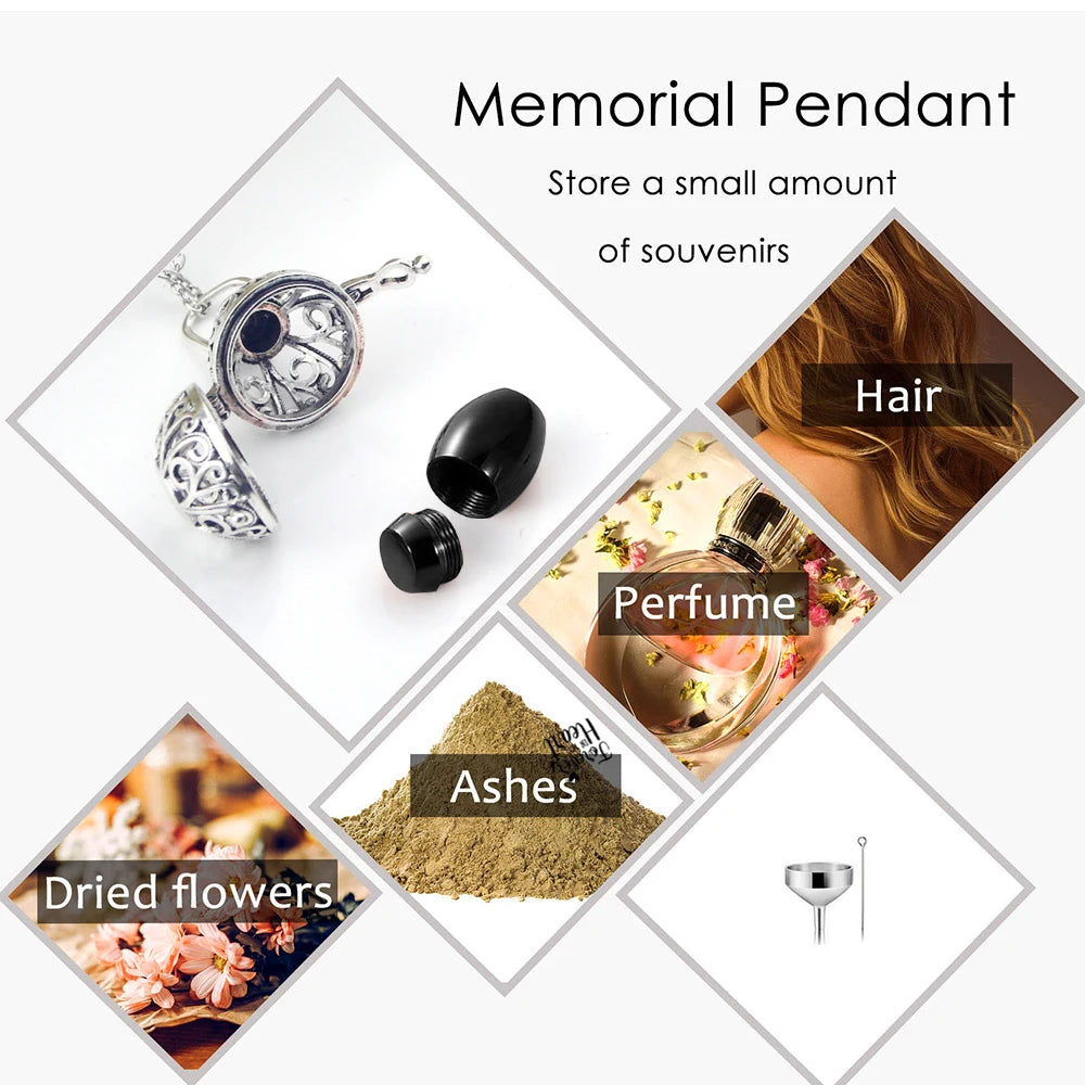 Vintage Hollow Flower Urn Necklace for Ashes - Smarsty