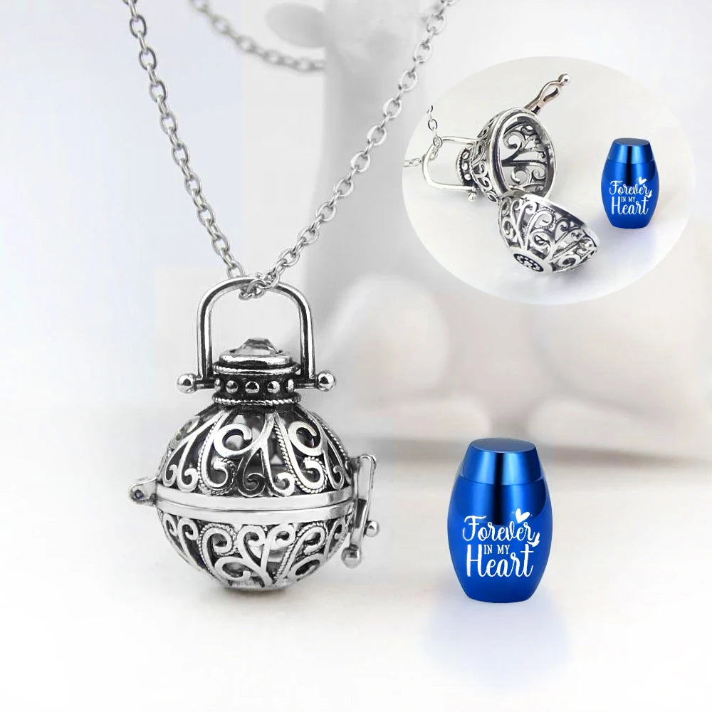 Vintage Hollow Flower Urn Necklace for Ashes - Smarsty