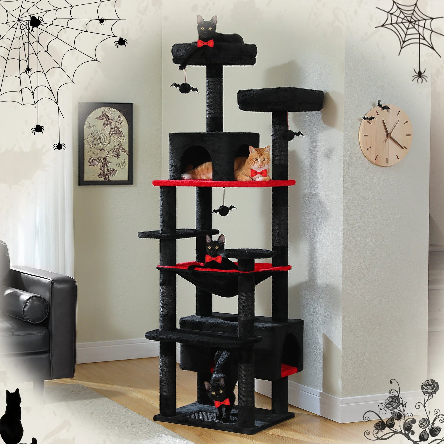184CM Large Cat Tree with Scratching Posts and Hammock - Smarsty