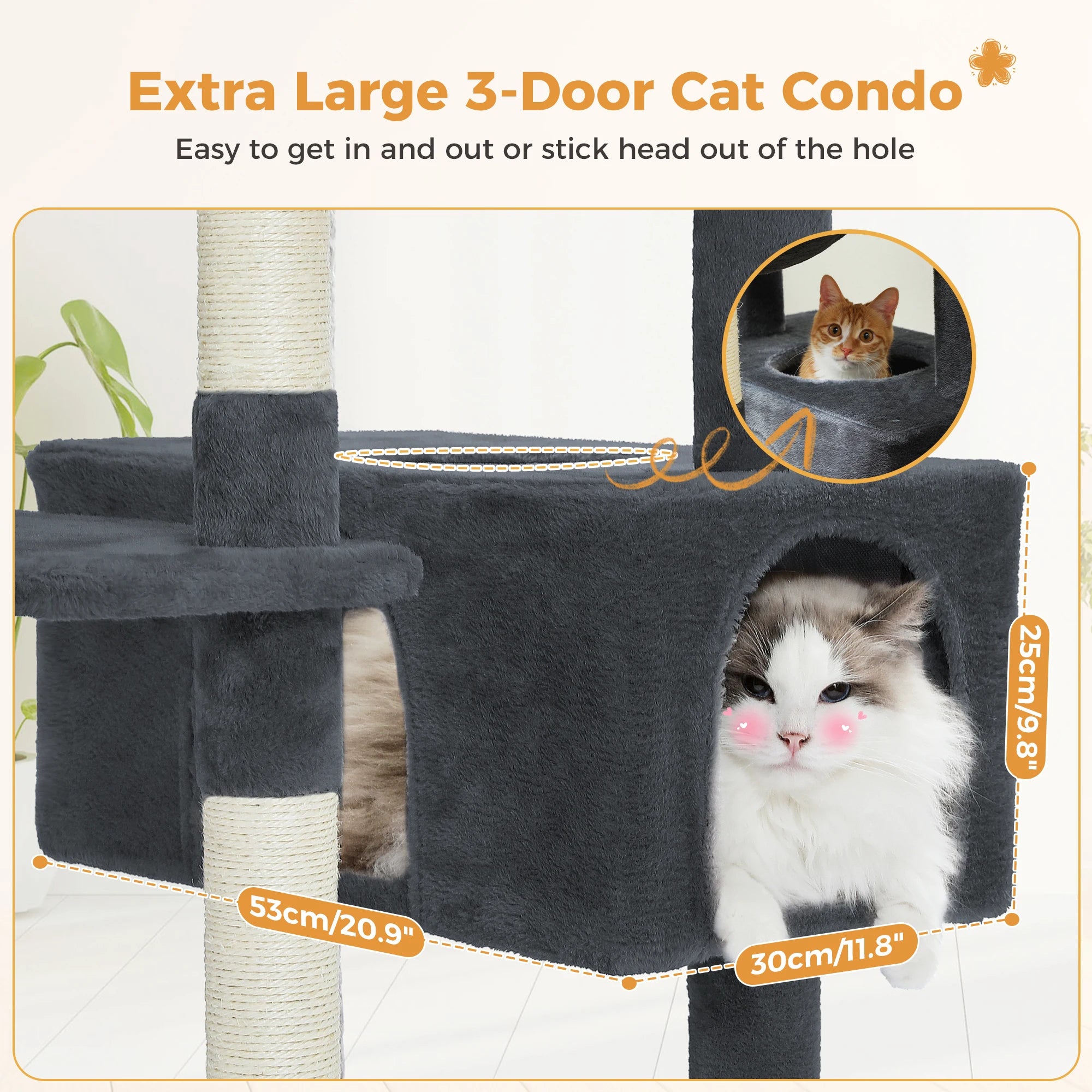184CM Large Cat Tree with Scratching Posts and Hammock - Smarsty