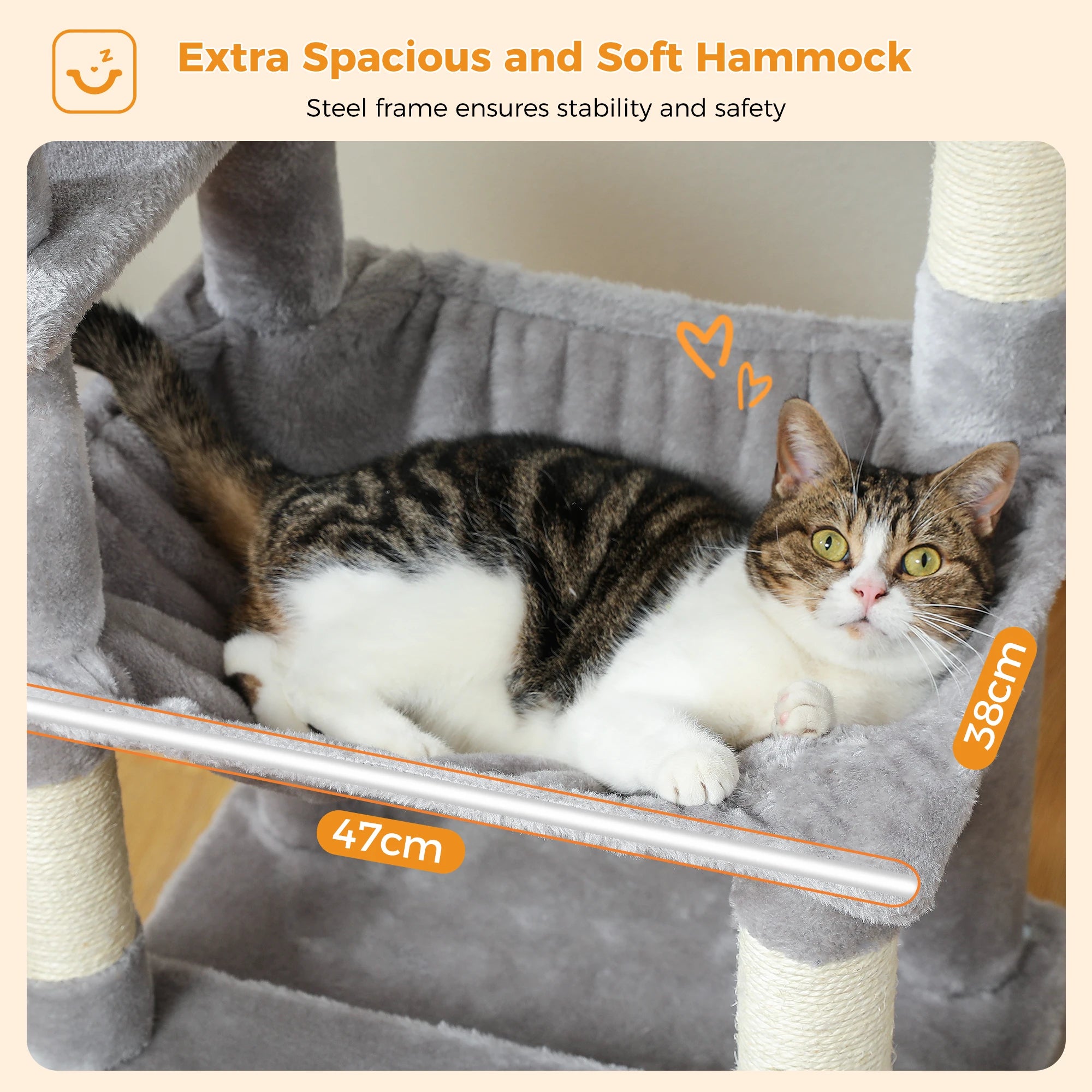 184CM Large Cat Tree with Scratching Posts and Hammock - Smarsty
