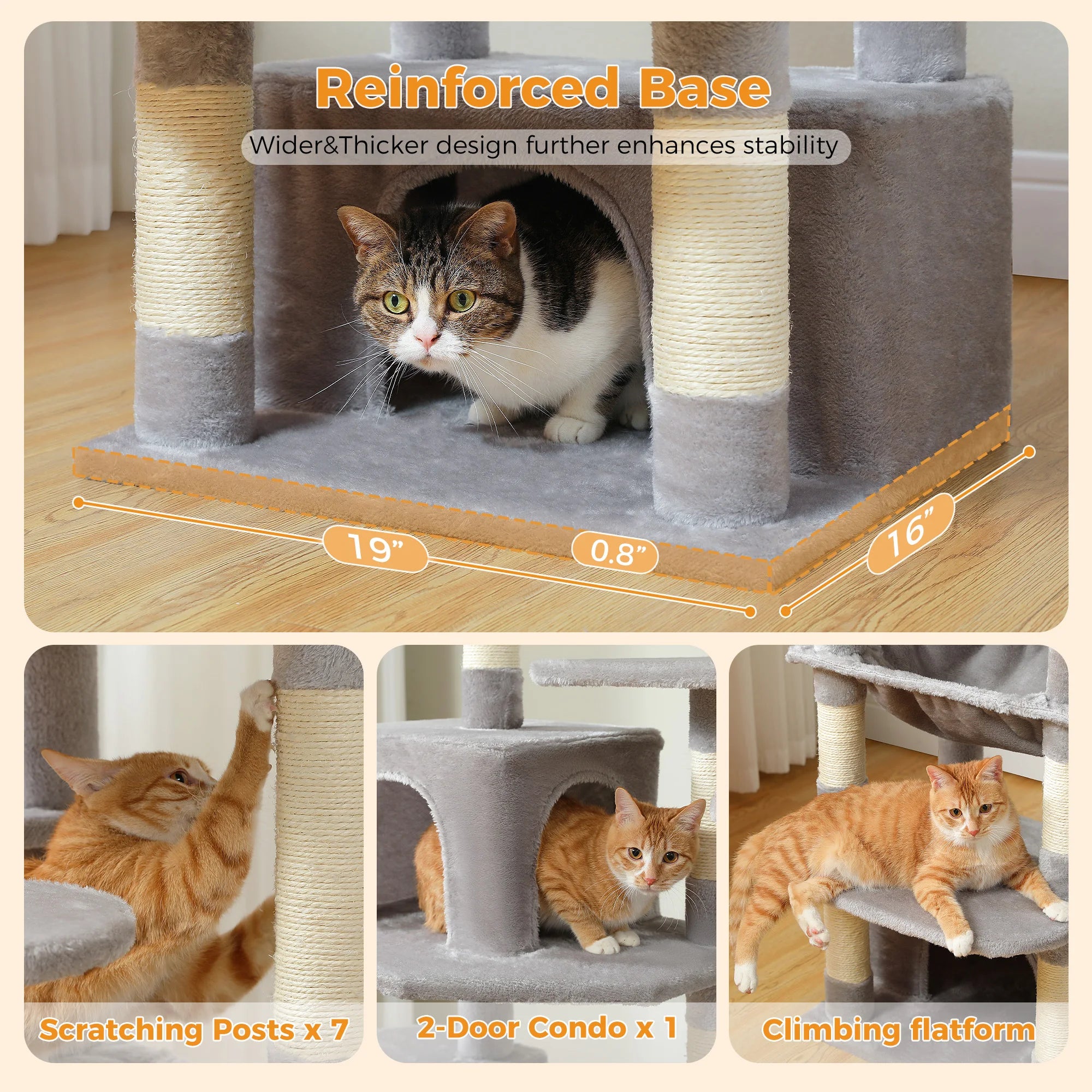 184CM Large Cat Tree with Scratching Posts and Hammock - Smarsty