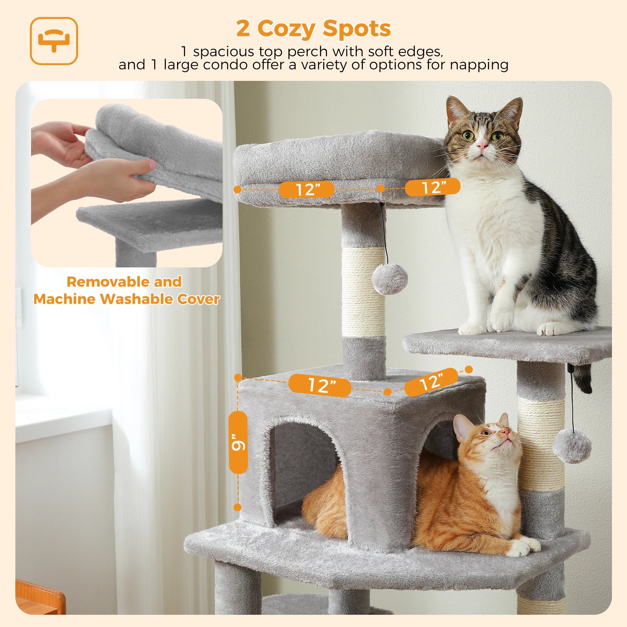 184CM Large Cat Tree with Scratching Posts and Hammock - Smarsty
