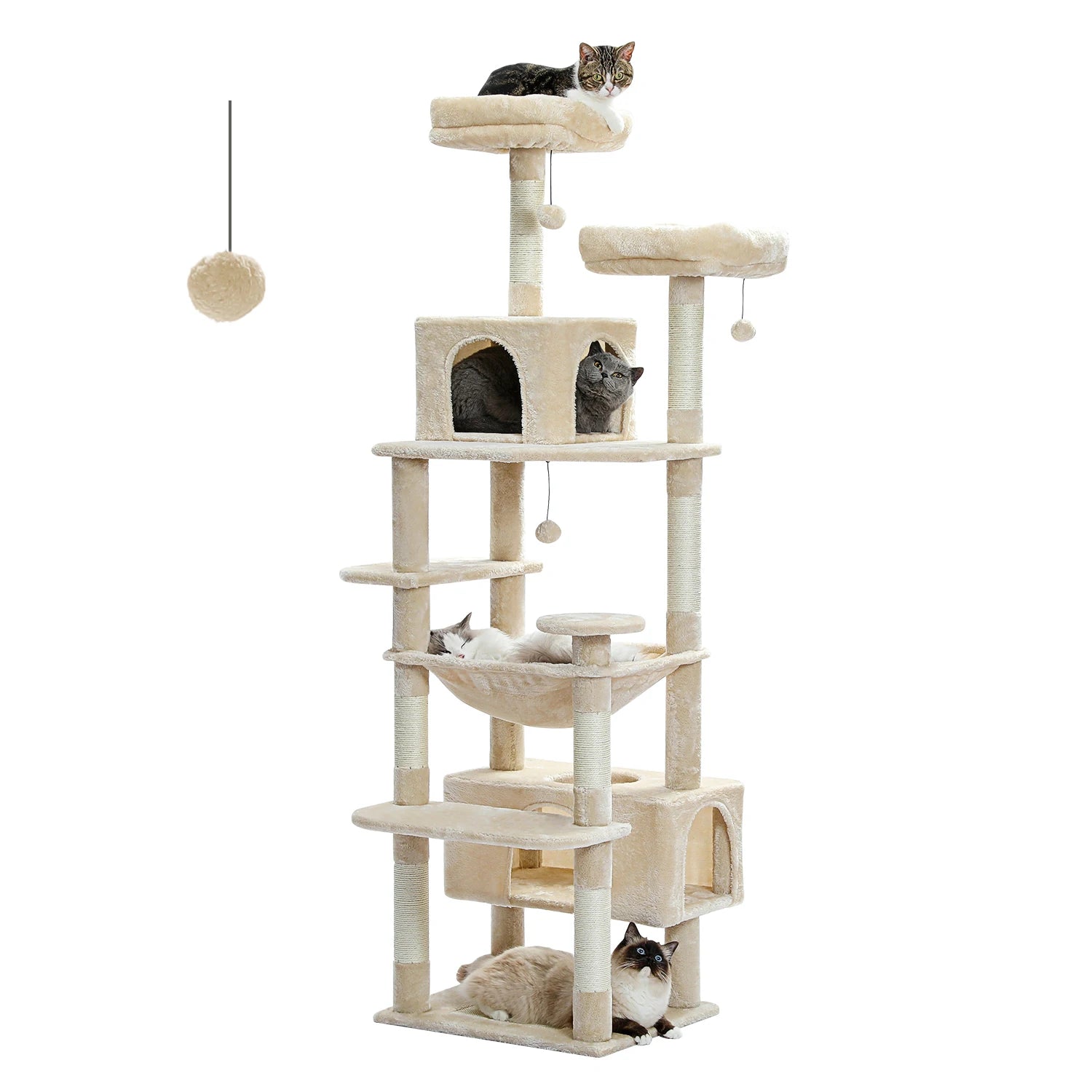 184CM Large Cat Tree with Scratching Posts and Hammock - Smarsty