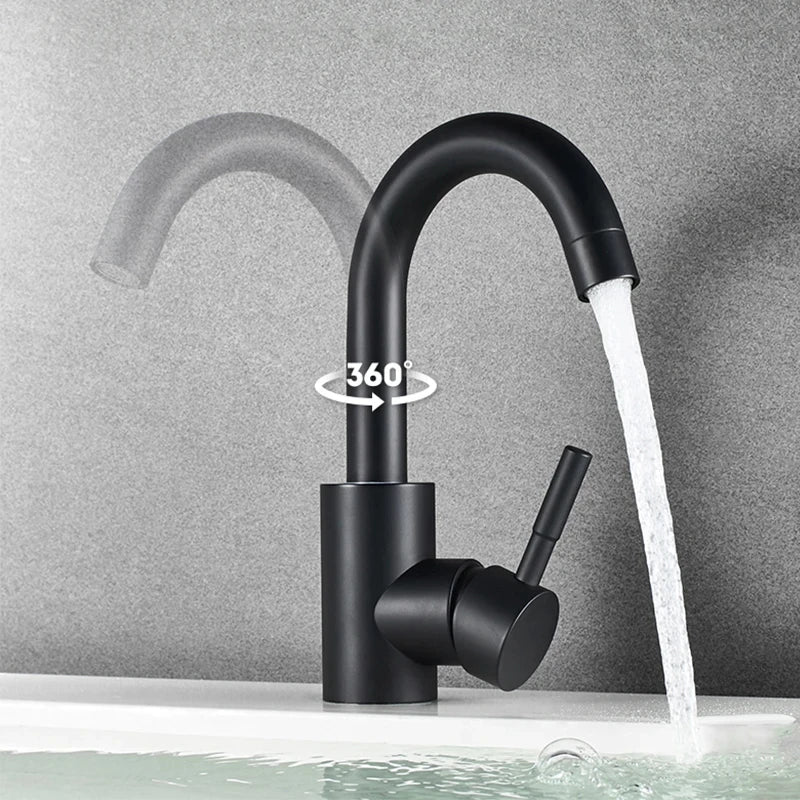 Stainless Steel 360 Rotating Bathroom Faucet Mixer - Smarsty