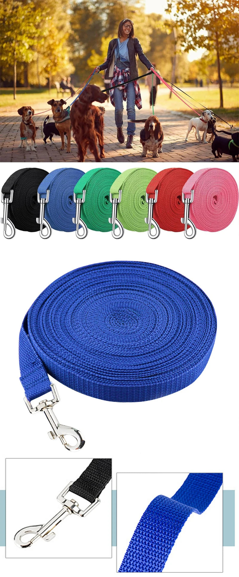 Nylon Dog Training Leash for All Sizes - Smarsty