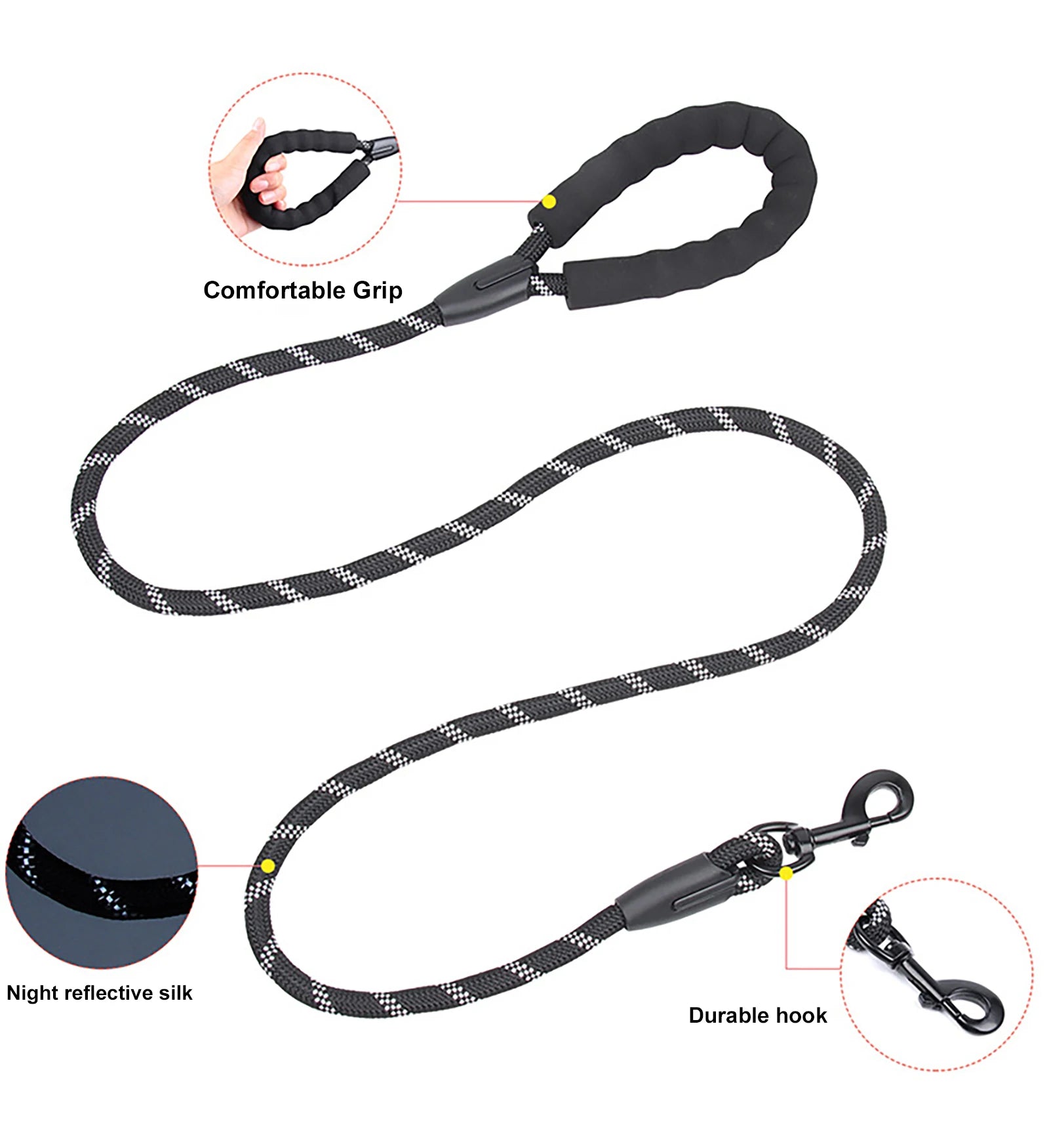 Nylon Reflective Dog Leash with Comfortable Handle - Smarsty