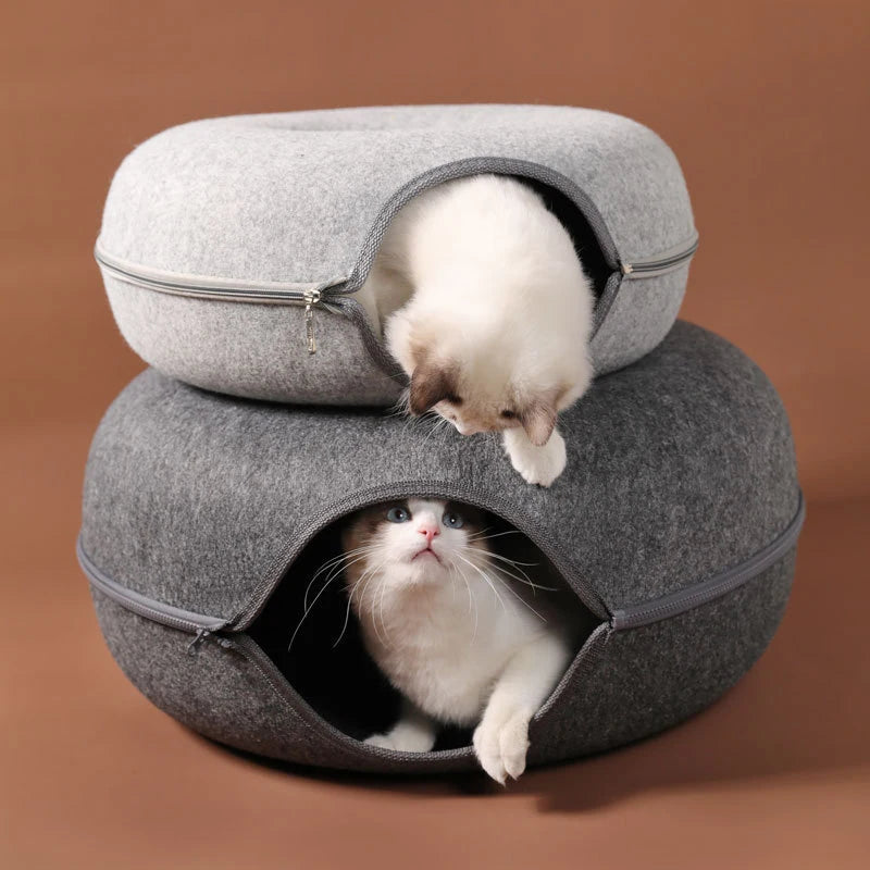 Interactive Donut Cat Bed for Two Cats - Smarsty