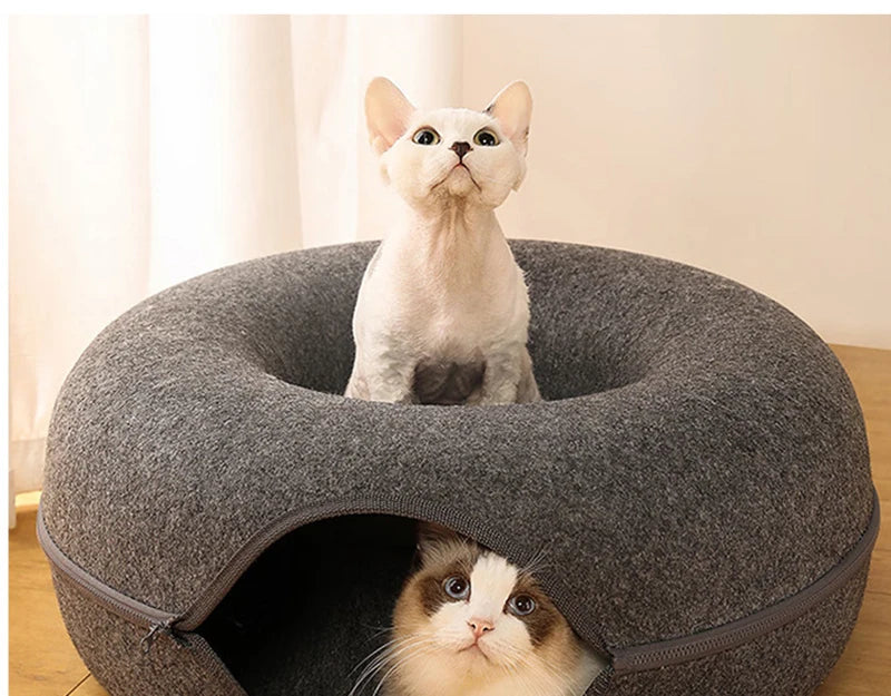 Interactive Donut Cat Bed for Two Cats - Smarsty