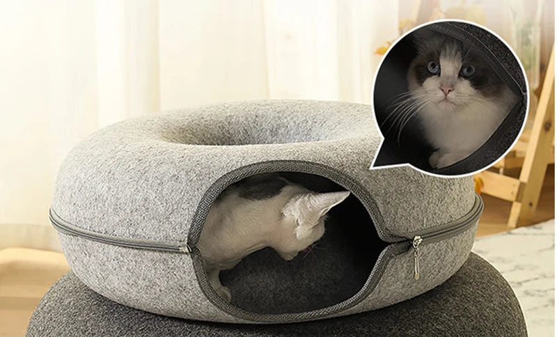 Interactive Donut Cat Bed for Two Cats - Smarsty