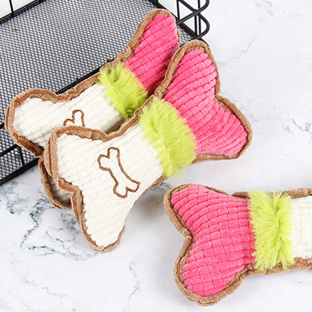 Bite Resistant Plush Dog Toy with Squeaky Sound - Smarsty
