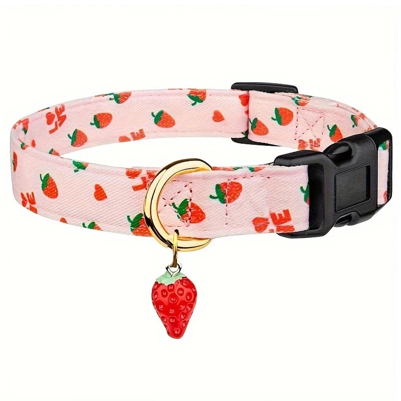 Fruit Pattern Dog Collar with Fun Metal Pendant - Smarsty