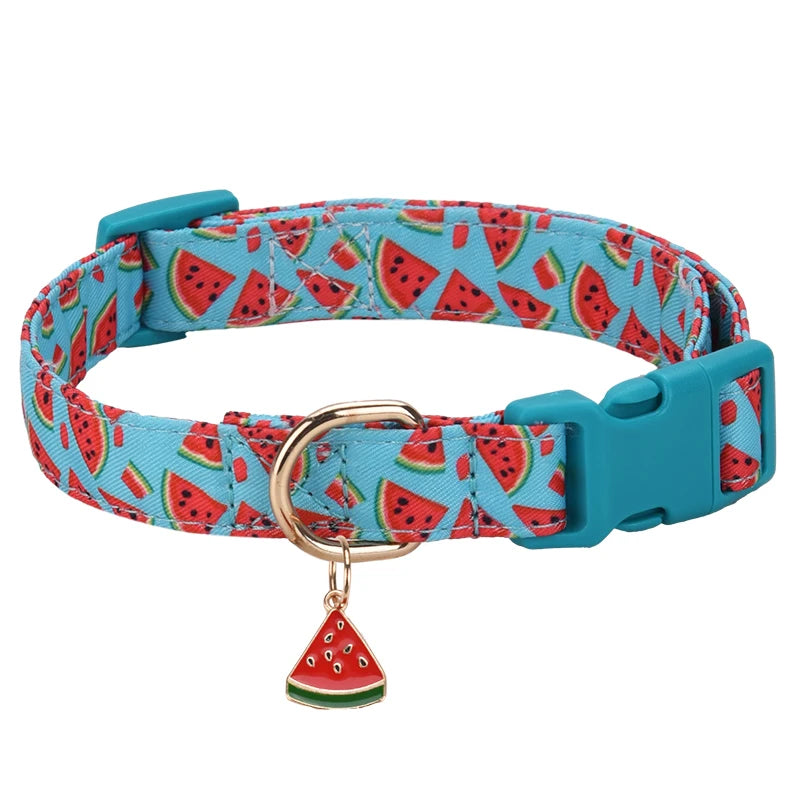 Fruit Pattern Dog Collar with Fun Metal Pendant - Smarsty