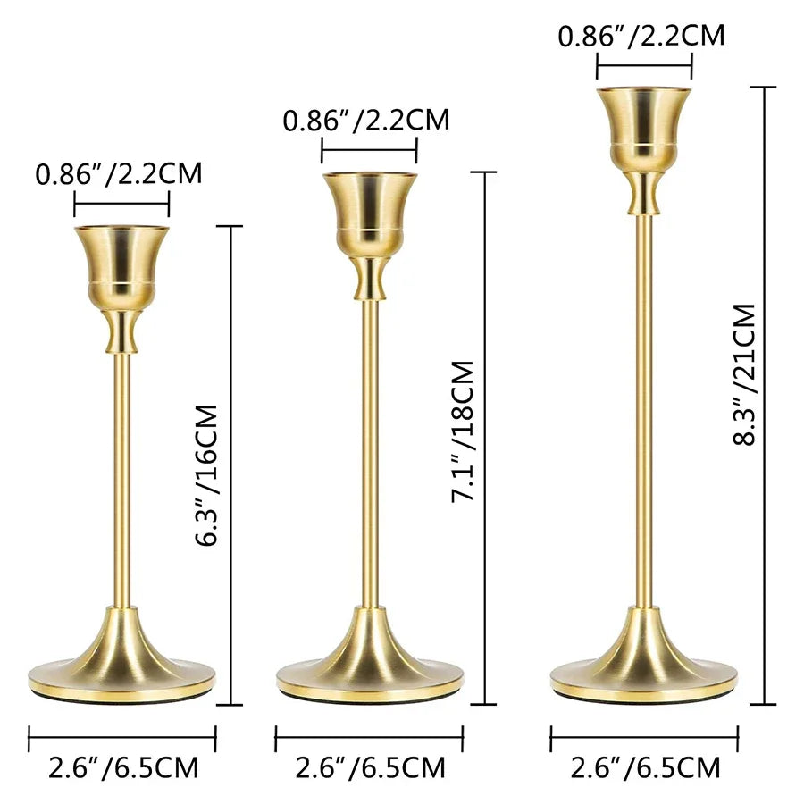 Set of 3 Vintage Metal Tabletop Candle Holders - Smarsty