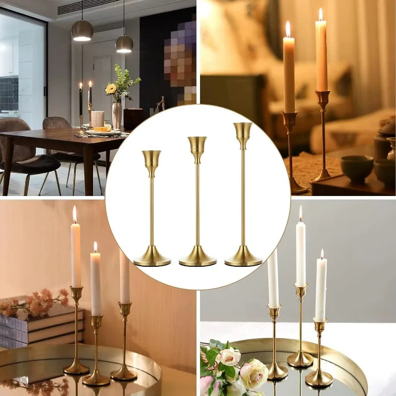 Set of 3 Vintage Metal Tabletop Candle Holders - Smarsty