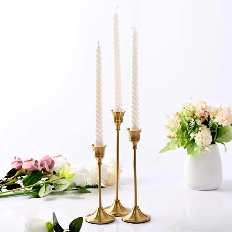 Set of 3 Vintage Metal Tabletop Candle Holders - Smarsty