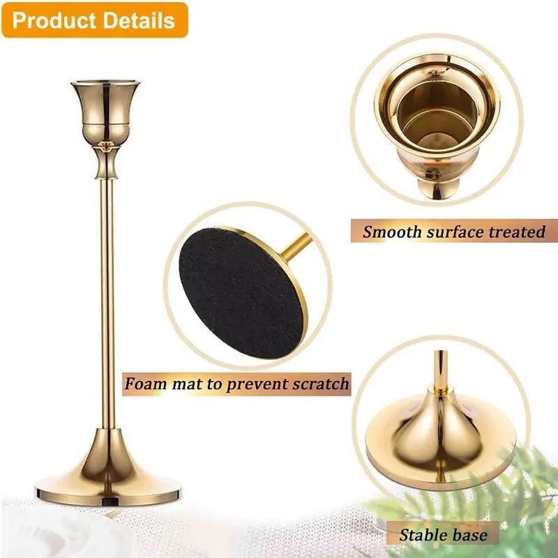 Set of 3 Vintage Metal Tabletop Candle Holders - Smarsty