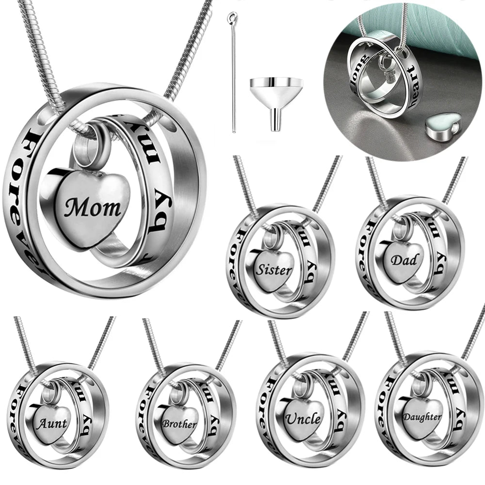 Cremation Jewelry Double Ring Urn Pendant Necklace - Smarsty