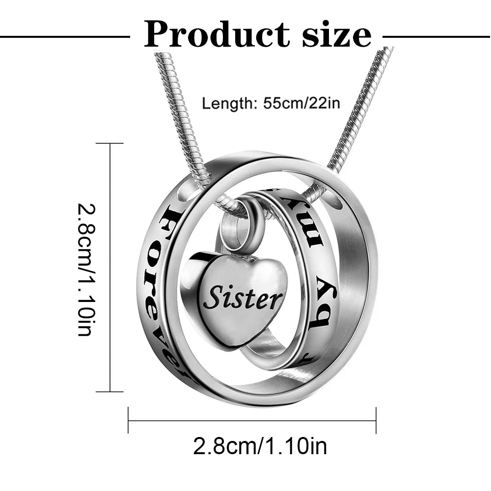 Cremation Jewelry Double Ring Urn Pendant Necklace - Smarsty
